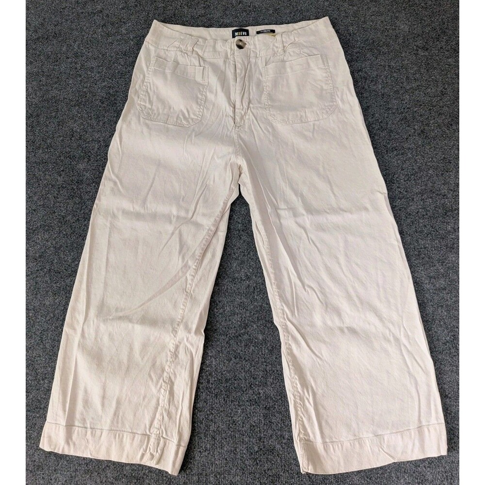 Anthropologie Maeve The Colette Wide Leg Linen Blend Pants Cream Women’s Size 33
